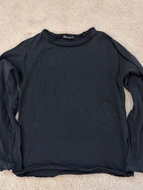 Zara Raw Edge Hem Sweatshirt